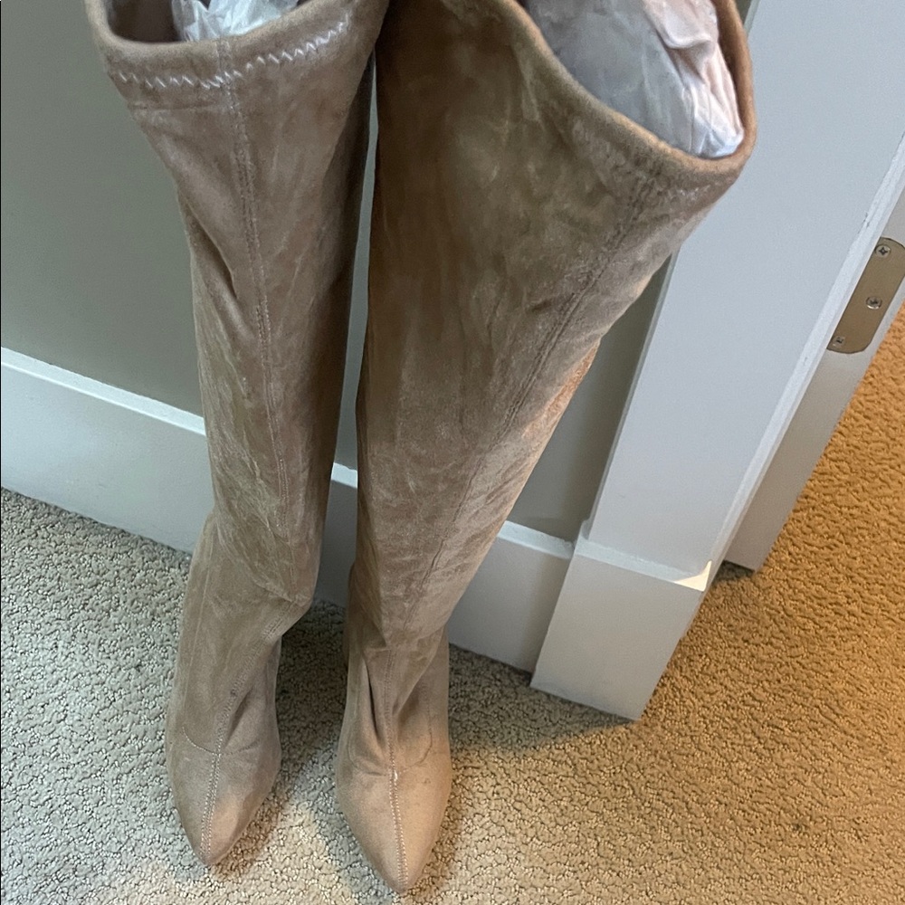 Missguided Tan Over the Knee Boots